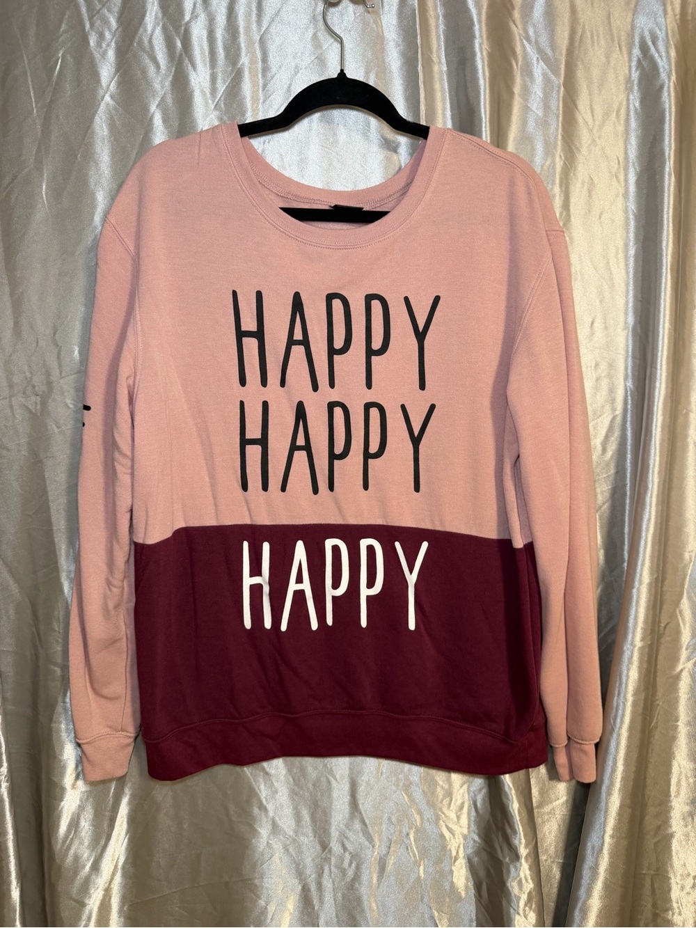 Kind Karma Happy Happy Pink Color Block Sweatshirt Size XXL